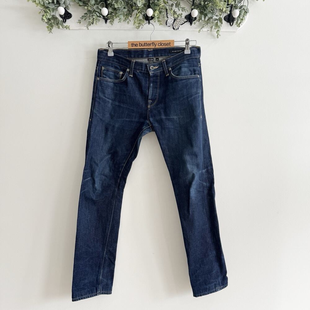 Men’s Wings + Horns Button Fly Straight Slim Jeans Size 30x30 Mid Wash C4754